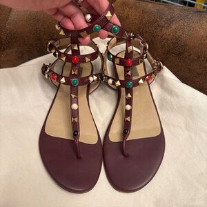 Studded Multicolor Sandals by Valentino Garavani size 39 runs small 38